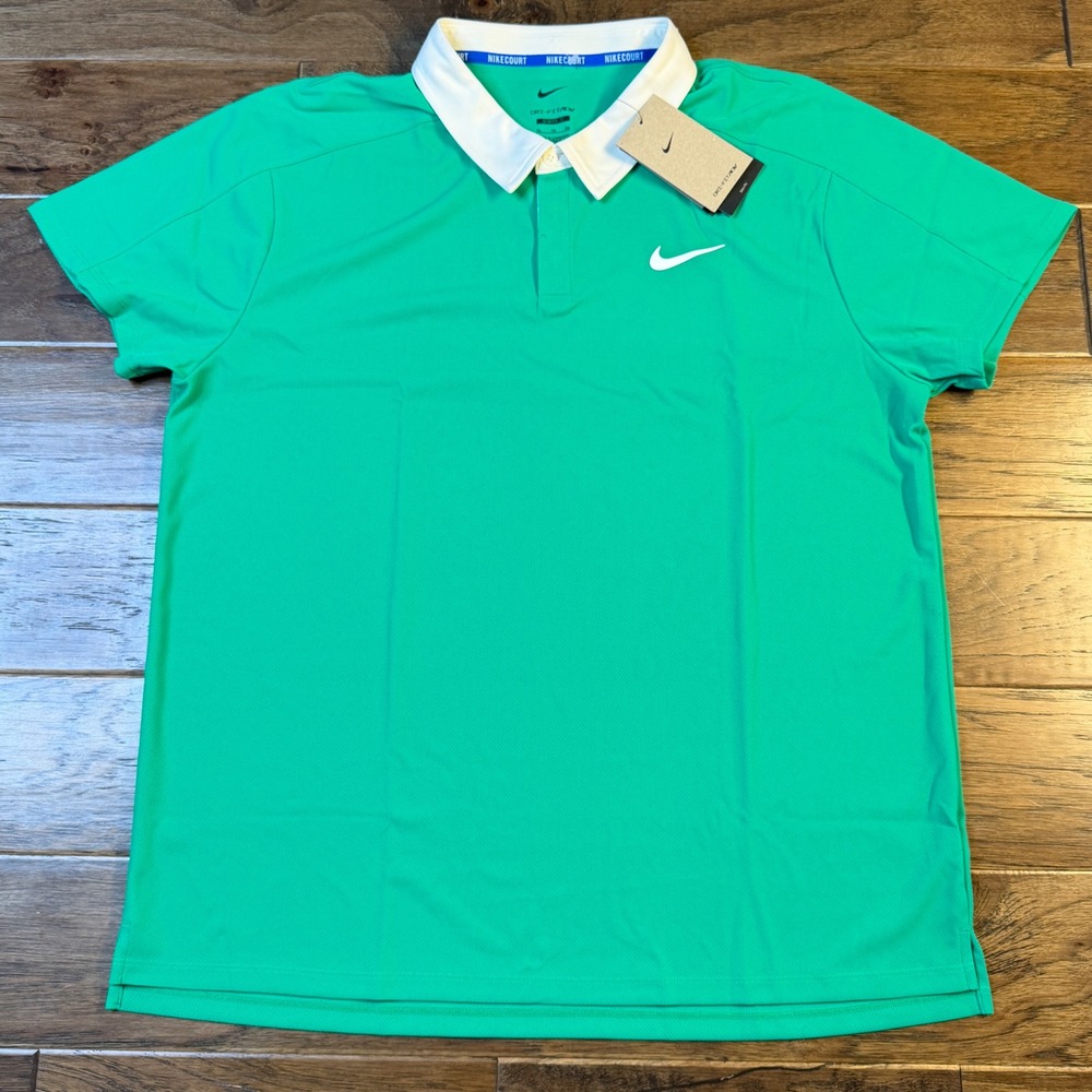 NikeCourt Dri-FIT ADV Slam Mens XL Tennis Polo Green FZ6931-324 New - Picture 2 of 7